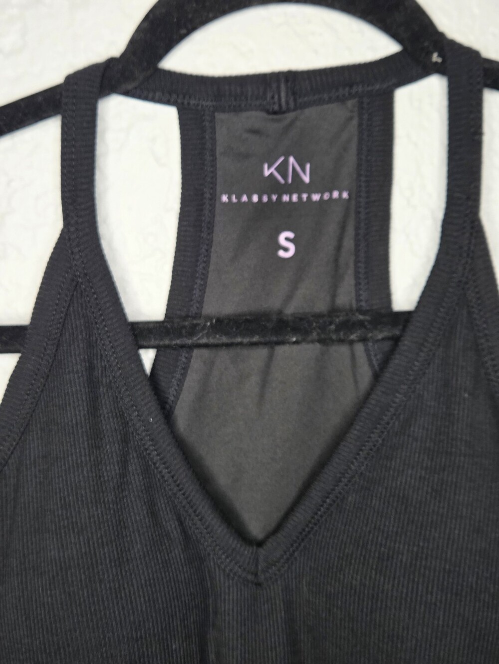 Klassy Network Black Ribbed Strappy Racerback Tank Top W CB Size Small NwT Brami - Picture 4 of 16